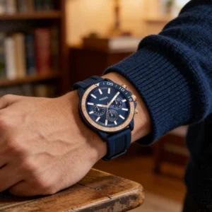 Blue men's wrist watch