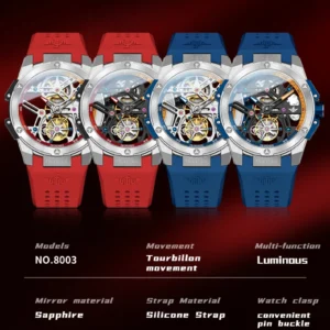 Luxury skeleton watches with silicone straps