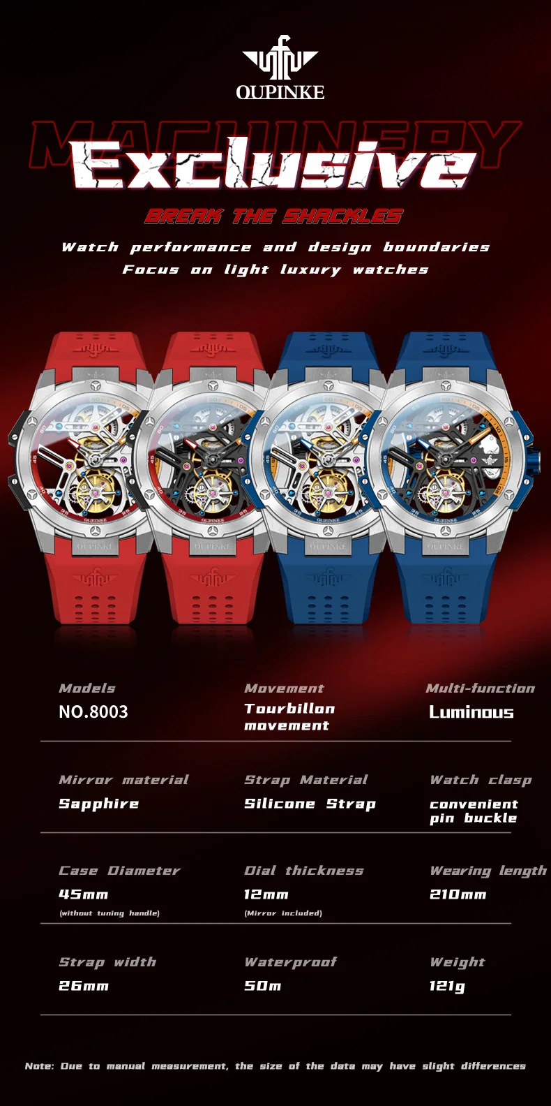 OUPINKE 8003 Skeleton Sport Men’s Watch