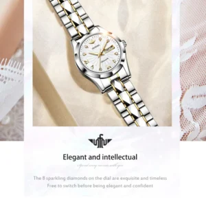 Silver and gold watch.