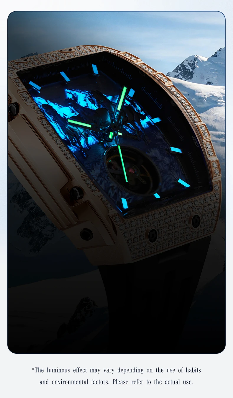 bonest gatti german automatic mechanical watch for men business fashion silicone strap luminous waterproof Watch with luminous dial