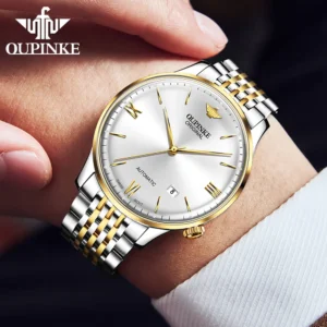 Gold and silver automatic watch