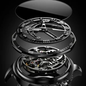 Exploded view of luxury watch