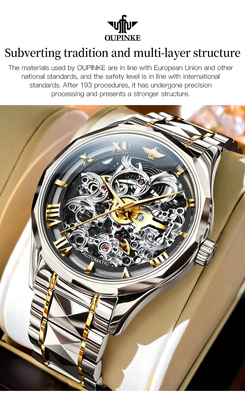 OUPINKE 3168 Skeleton Automatic Men’s Watch