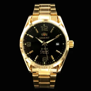 Gold Orient watch black face