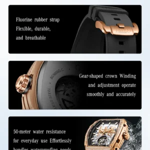 Luxury watch with rubber strap