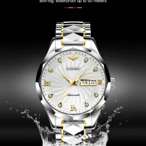 Automatic waterproof wristwatch with diamonds