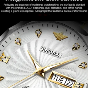 Gold-accented automatic watch face