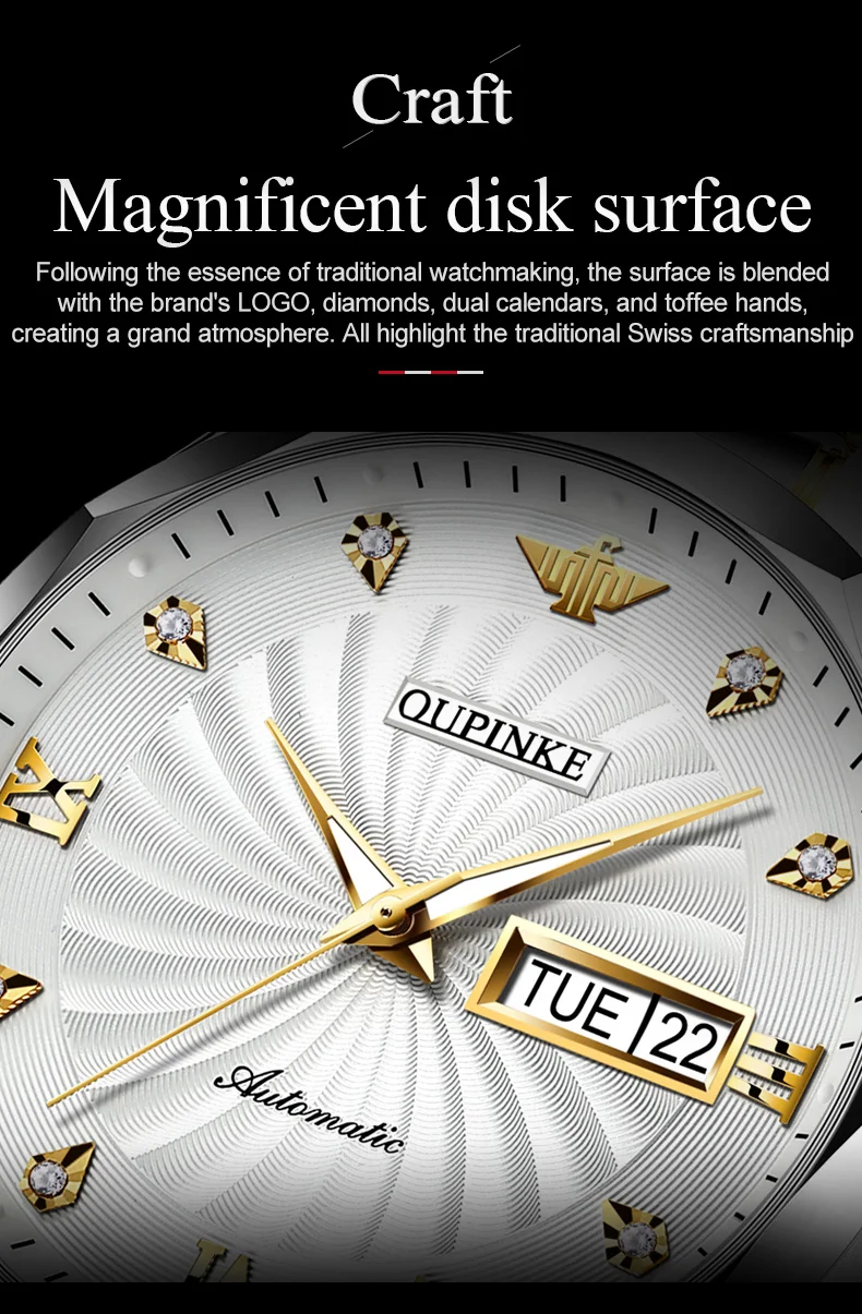 OUPINKE 3169 Men’s Automatic Tungsten Steel Watch