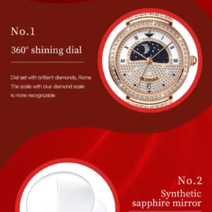 Diamond-studded watch dial and mirror