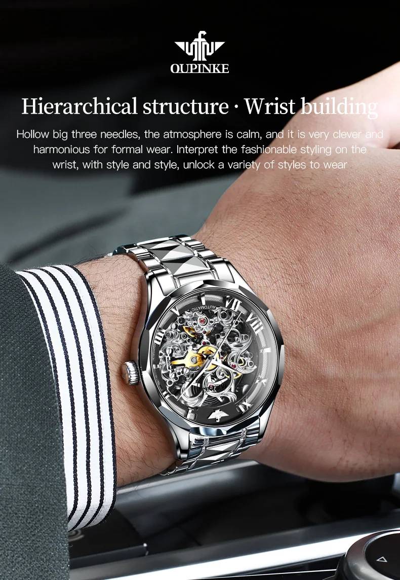 OUPINKE 3168 Skeleton Automatic Men’s Watch
