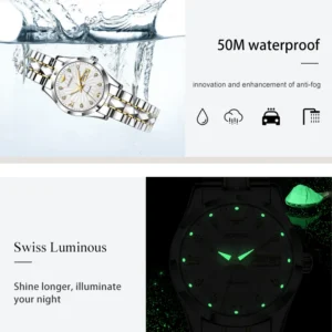 Waterproof Swiss luminous watch
