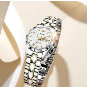 Silver and gold watch