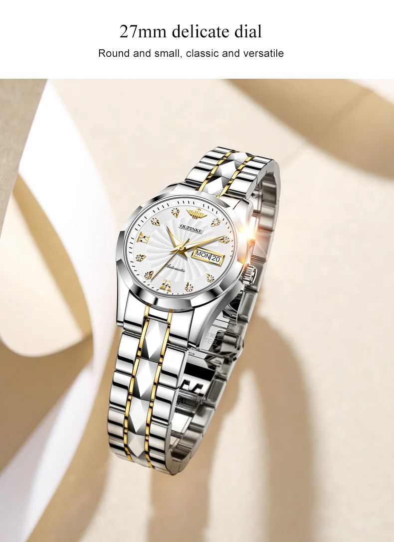 OUPINKE 3169 Women’s Mechanical Tungsten Steel Watch