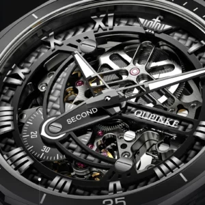 Black mechanical watch dial