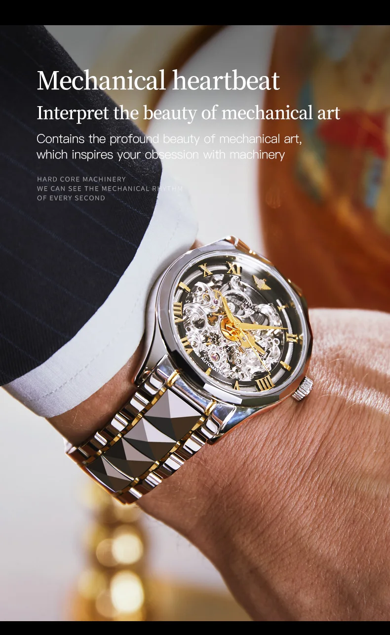 OUPINKE 3168 Skeleton Automatic Men’s Watch