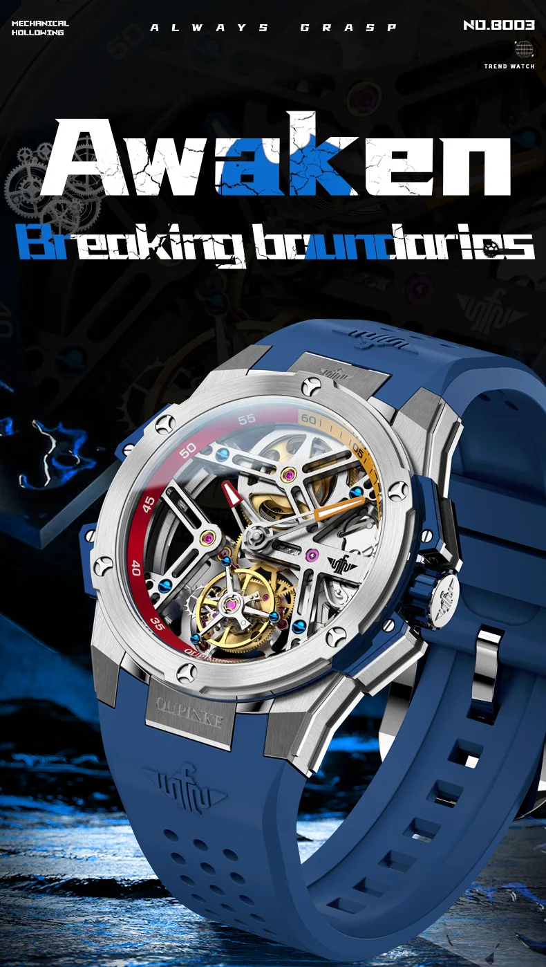 OUPINKE 8003 Skeleton Sport Men’s Watch