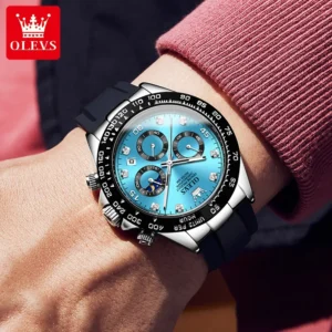 Olevs blue dial chronograph watch