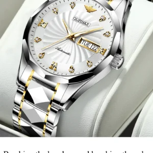 Automatic silver and gold watch