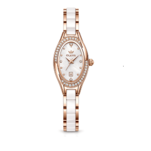 Oval rose gold watch