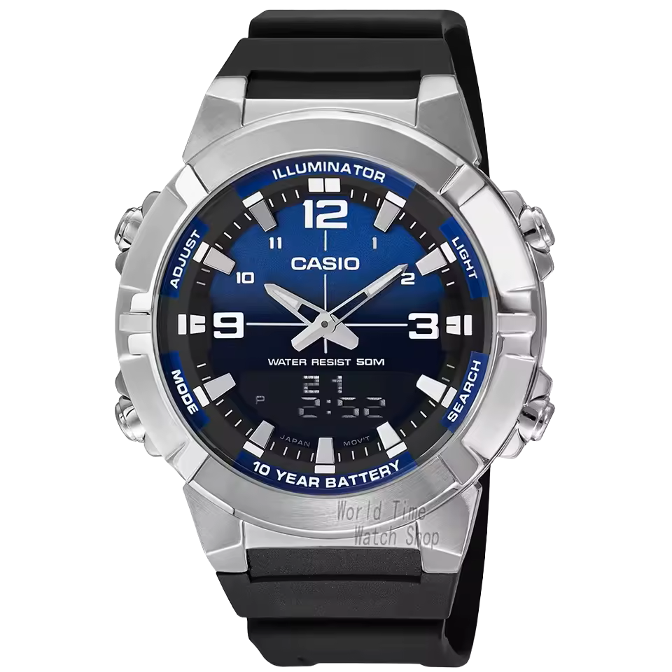 casio amw 870a men’s analog digital watch Analog digital watch with blue face