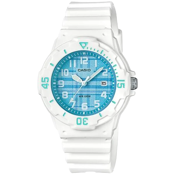 casio bright color casual watch White analog watch with blue face