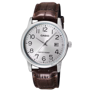 Silver analog watch with strap