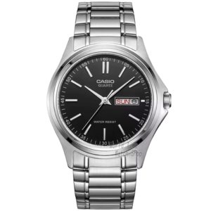 Mens silver watch black face