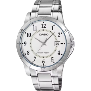 Silver analog watch with white dial
