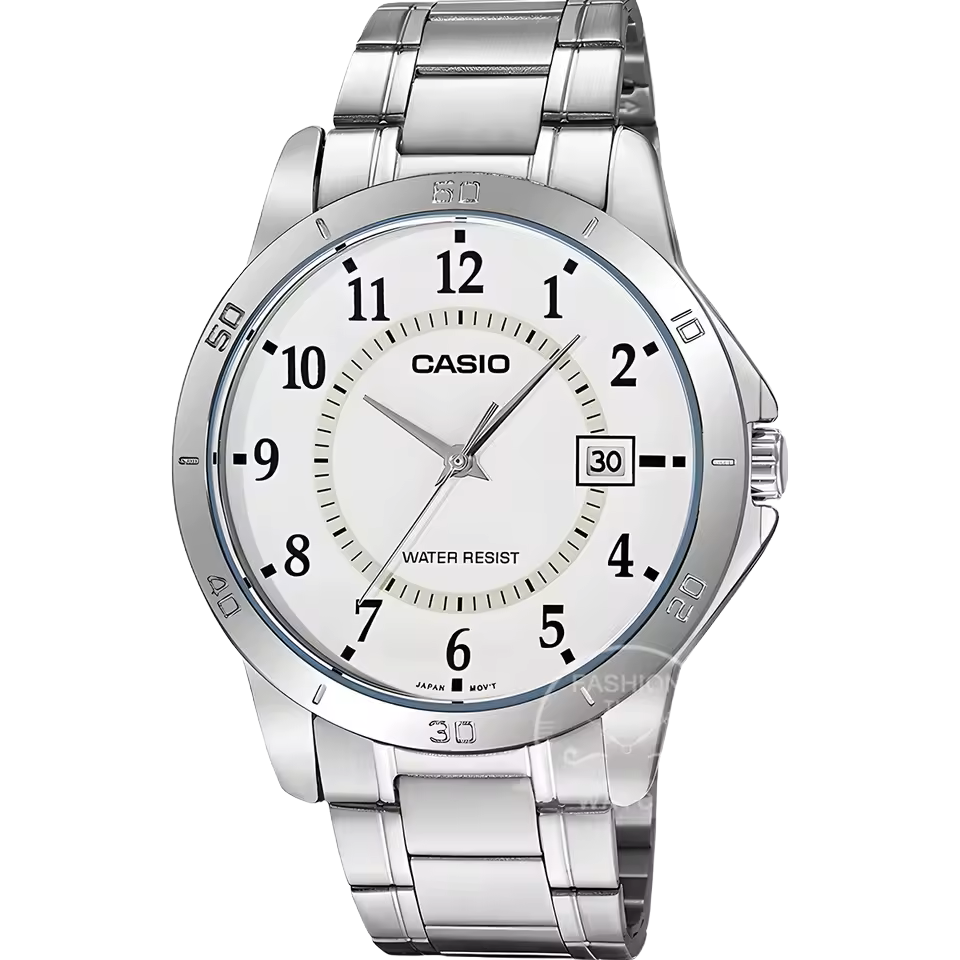 casio watch for men simple pointer stainless steel relogio masculino business style mtp v004d series Silver analog watch with white dial