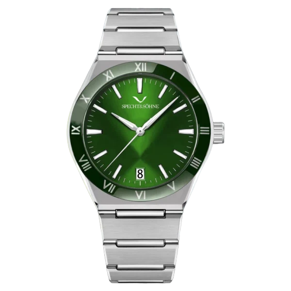 specht & söhne sp0025 38mm stainless steel quartz men’s watch Green dial metal band watch