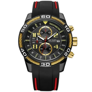 Black and gold chronograph watch