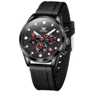 Black men's chronograph watch