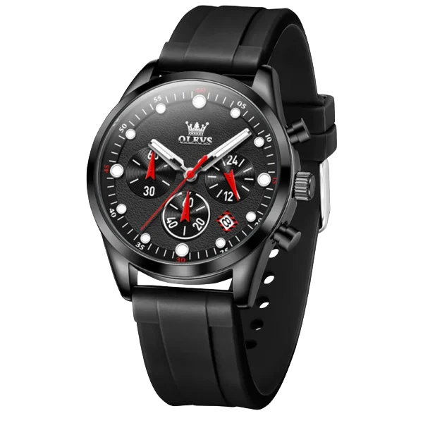 olevs 5602 men’s quartz chronograph sport watch Black men's chronograph watch