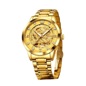 Gold dragon skeleton watch