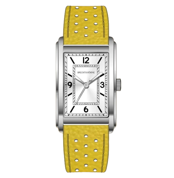 specht & söhne women's watch 27mm quartz watch stainless steel ar coated sapphire crystal wristwatch for wowen 50m waterproof Rectangular watch with yellow strap