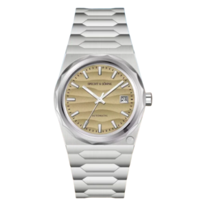 Automatic watch with patterned face.