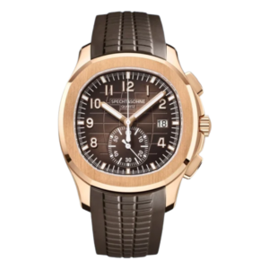 Gold watch with brown strap