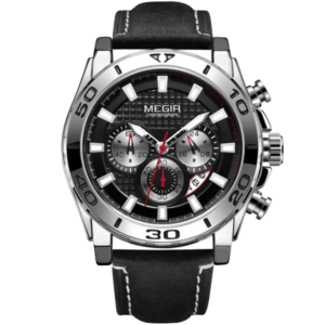 Chronograph watch with black strap