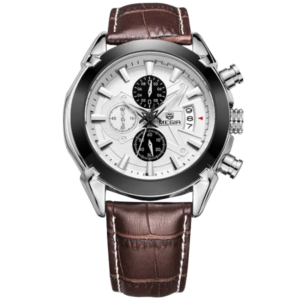 Men's chronograph watch with leather strap