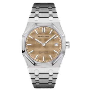 Luxury watch with gold dial