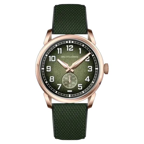 specht & söhne sp0027 men’s automatic chronograph watch Rose gold watch with green strap