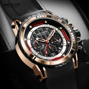 Men's chronograph watch with black strap