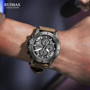 Chronograph watch on wrist