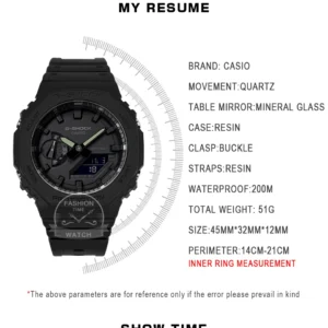 Black G-Shock watch specs