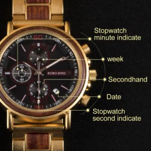 Gold wooden watch details