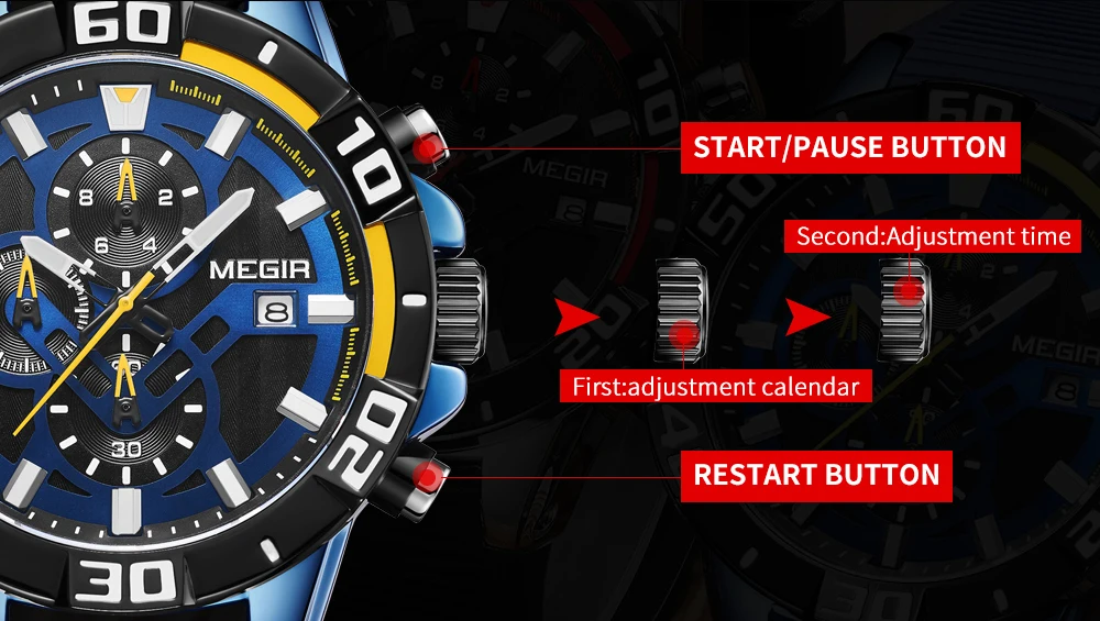 megir fashion quartz watch men luxury military sport wristwatch chronograph waterproof relogio masculino top brand clock 2121 Blue sport watch diagram
