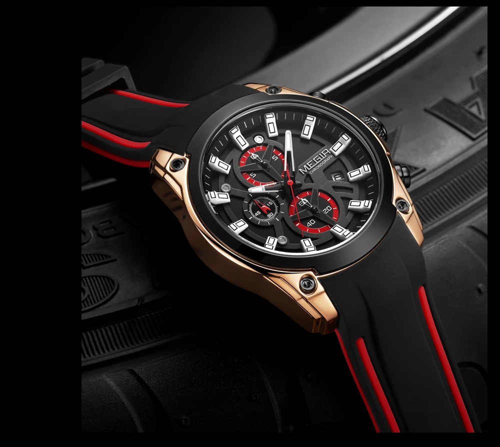 megir men's military sport watches men waterproof fashion blue silicone strap wristwatch man luxury top brand luminous watch Men's black and gold watch