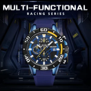 Blue multi-functional racing watch