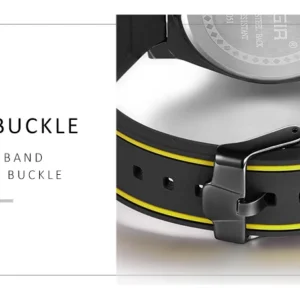 Black silicone watch band buckle